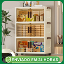 caixa organizadora armario armazenamento dobrável empilhavel com porta rodinhas multiuso 3 portas