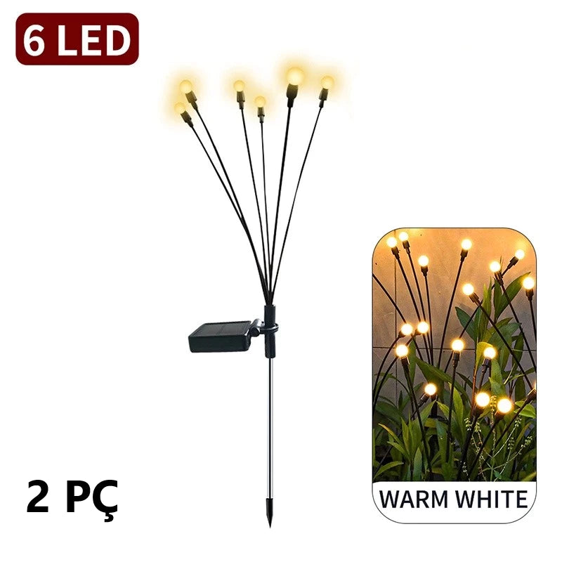 Kit 2 ou 4 Luzes Solares Vagalume Firefly – Branco Quente | Balizador de Jardim Impermeável IP44 – Lyn Decor