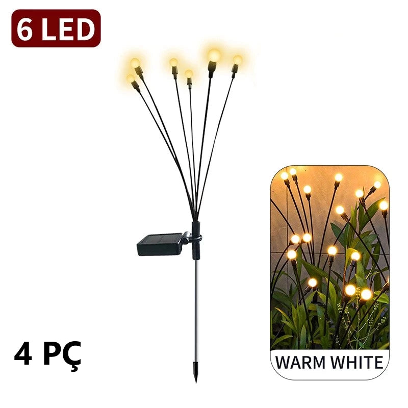 Kit 2 ou 4 Luzes Solares Vagalume Firefly – Branco Quente | Balizador de Jardim Impermeável IP44 – Lyn Decor