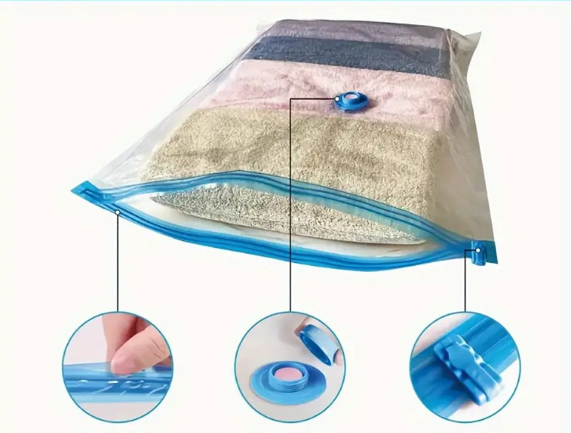 Kit 11 Saco a Vácuo 60x80 + Bomba a Vacuo Viagem Guarda Roupa Saco a Vacuo Para Roupas Manual Organização de