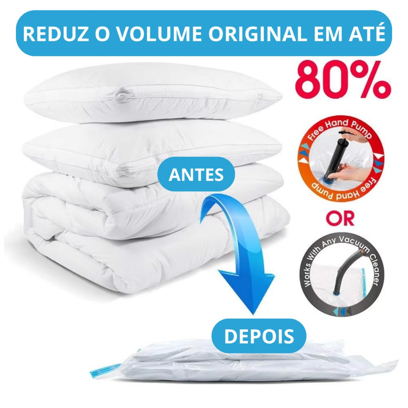 Kit 11 Saco a Vácuo 60x80 + Bomba a Vacuo Viagem Guarda Roupa Saco a Vacuo Para Roupas Manual Organização de