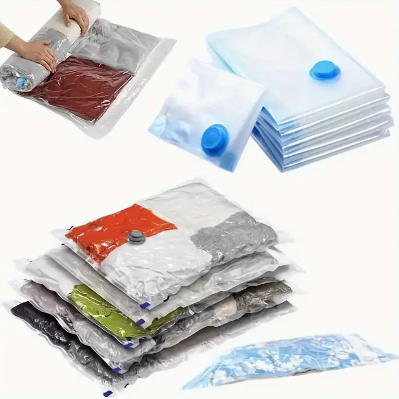 Kit 11 Saco a Vácuo 60x80 + Bomba a Vacuo Viagem Guarda Roupa Saco a Vacuo Para Roupas Manual Organização de