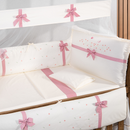 Kit Berço Menina 10 Peças Palha com Laços Rose e Mosquiteiro - Enxoval Completo Lançamento Brubrelel