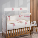 Kit Berço Menina 10 Peças Palha com Laços Rose e Mosquiteiro - Enxoval Completo Lançamento Brubrelel
