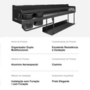 2 Camadas Prateleira Organizadora Cozinha Moderna Multiuso Alumínio Porta Tempero e Utensílios