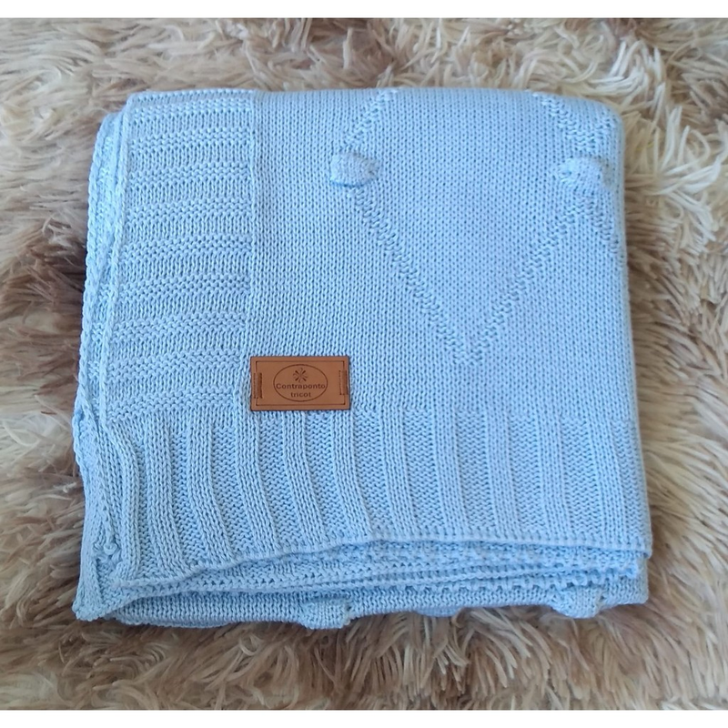 Manta Bebê de Tricô 85x85cm | Cobertor Saída Maternidade Macio e Antialérgico