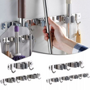 Suporte Inox De Parede 7 ou 9 Ganchos Porta Vassoura Mop Rodo Utensílios de Limpeza JH
